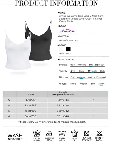 Miniatura 6 de Amilia - Camiseta sin mangas básica para mujer, cuello en V profundo, de doble capa, estilo casual
