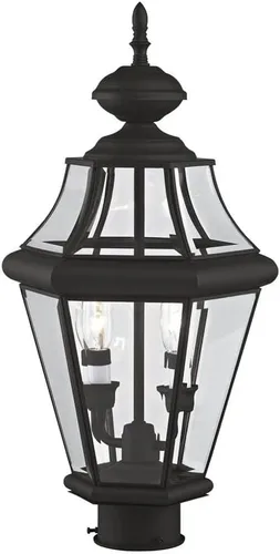 Miniatura 3 de Livex Lighting 2264-01 Georgetown - Cabezal de poste para exteriores con 2 luces, latón antiguo