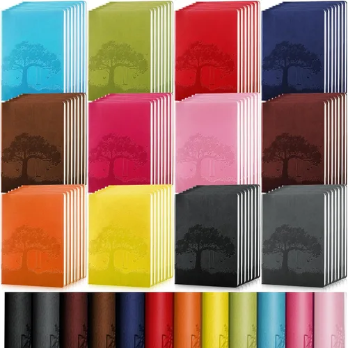 Miniatura 15 de TaoBary 12 diarios de piel sintética A5 a granel, coloridos diarios forrados con árboles, cuaderno de piel sintética suave, cuaderno de escritura a