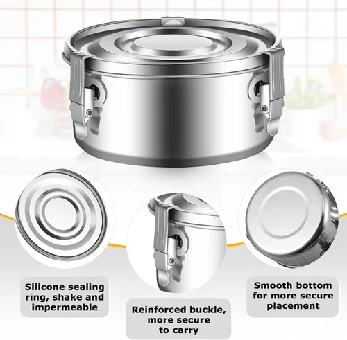 Miniatura 3 de Zopeal 6 recipientes de acero inoxidable para almacenamiento de alimentos con tapas, a prueba de fugas, de metal, apilables, reutilizables