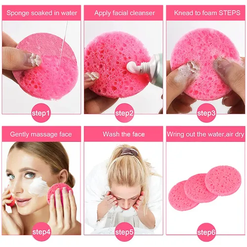 Miniatura 3 de METUUTER 50 PCS esponjas faciales comprimidas para esteticistas - esponja facial de celulosa 100% natural, esponjas cosméticas profesionales de spa