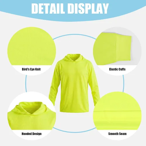 Miniatura 2 de HYCOPROT Hi Vis - Camisas de seguridad con capucha de alta visibilidad, manga larga, camisetas de trabajo de construcción, camisetas con capucha