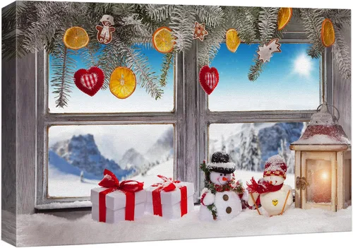 Miniatura 8 de wall26 Lienzo Impreso Arte de Pared Papá Noel Árbol de Navidad Chimenea Celebraciones y Fiestas Ilustración Decorativa Arte Moderno Escénico