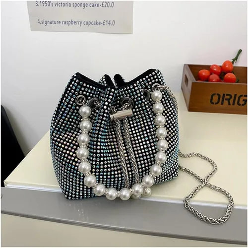 Miniatura 5 de Bolso de mano de noche con cristales para mujeres y niñas, bolso cruzado brillante para boda, graduación, fiesta, club, bolsos de mano
