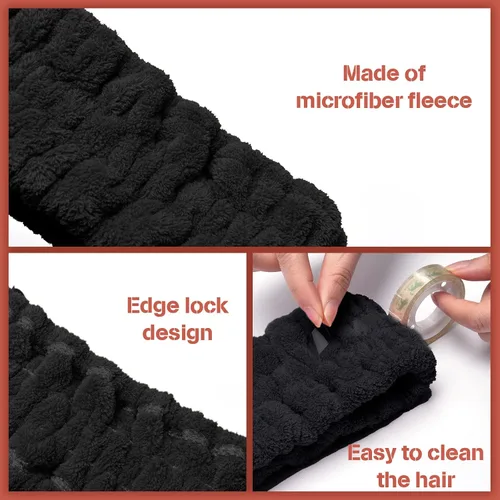 Miniatura 3 de Chuangdi Diadema de spa de 3 piezas para mujer, diadema de maquillaje facial, diadema de tela de rizo suave para lavar, máscara facial, regalos