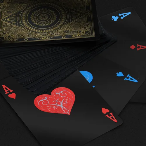Miniatura 2 de 2 barajas de cartas de plástico resistentes al agua, color negro, de alta calidad, para jugar póquer profesional, baraja de cartas de lujo