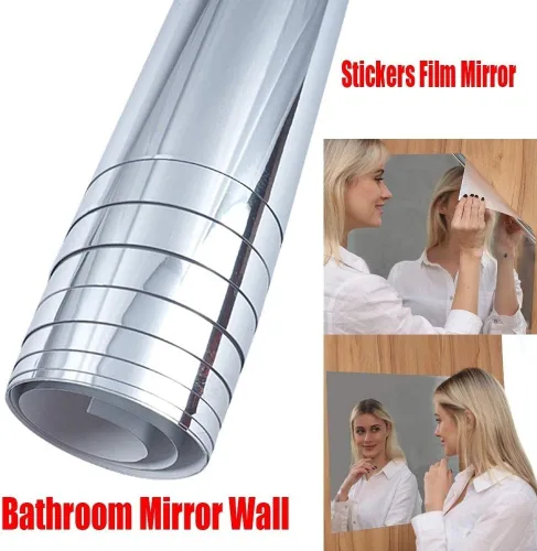 Miniatura 5 de 2 calcomanías autoadhesivas para pared, efecto espejo, anticaídas, flexibles, sin vidrio, para el hogar, sala de estar, dormitorio