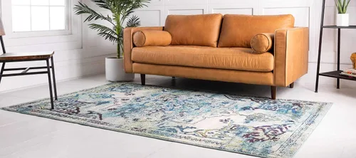 Miniatura 3 de Unique Loom Medici Collection - Alfombra tradicional de medallón floral vintage azul (2 pies 2 pulgadas x 3 pies)