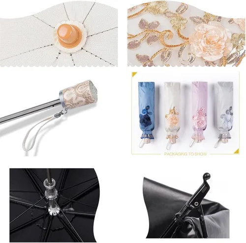Miniatura 66 de Honeystore - Parasoles de encaje de flores para fiesta de boda, paraguas nupcial de encaje