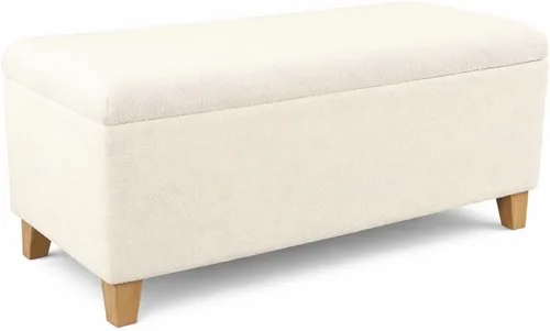 Miniatura 13 de HomePop Decoración del hogar Banco de almacenamiento con botones Banco otomano con almacenamiento para sala de estar y dormitorio, cuero Piel