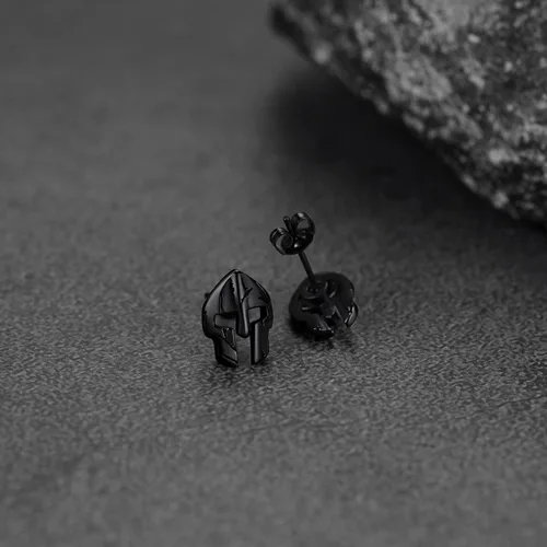Miniatura 9 de FaithHeart Spartan - Aretes de casco para hombres y mujeres, acero inoxidable, chapado en oro de 18 quilates, joyería de Grecia con delicado