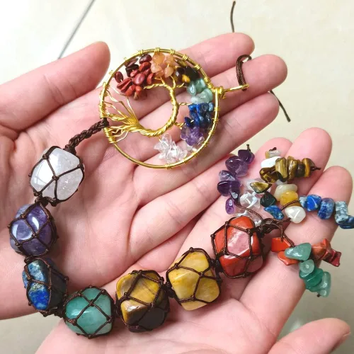 Miniatura 7 de Árbol de la vida de cristal curativo de 7 chakras para colgar en la pared, decoración de interiores, decoración de ventanas, meditación de yoga