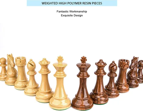 Miniatura 2 de AMEROUS Piezas de ajedrez ponderadas de alto polímero con tamaño King de 4.25 pulgadas, 2 reinas adicionales, paquete de regalo, juego de ajedrez
