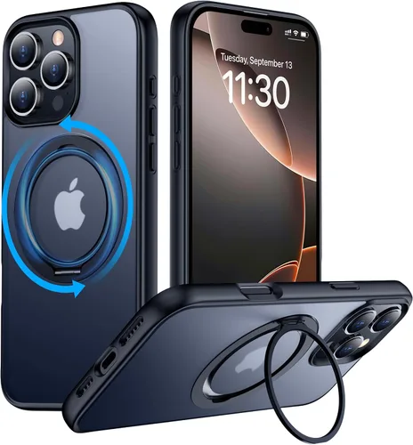 Miniatura 19 de Magnética para iPhone 12 e iPhone 12 Pro Funda, [con Soporte de Anillo Magnético Invisible Giratorio 360°][A Prueba de Golpes][Compatible