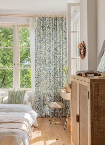 Miniatura 3 de Cortinas de lino natural de mezcla de lino para sala de estar/cortinas semiopacas de 102 pulgadas de largo, 1 panel, paneles de ventana florales