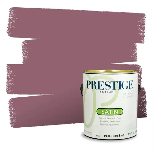 Miniatura 437 de Prestige Paints Pintura exterior e imprimación en uno, 1 galón, plano, coincidencia comparable de Valspar* Amber Rose*