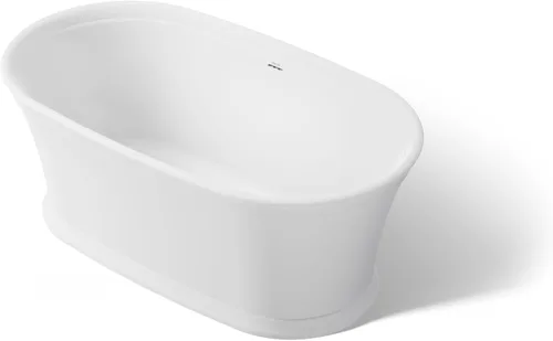 KOHLER K-8332-0 Memoirs - Bañera independiente de 60 x 34 pulgadas, bañera de remojo independiente, desagüe ranurado y grifo central, color blanco