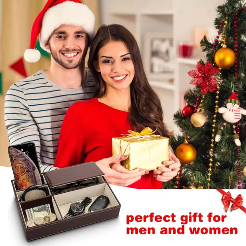 Miniatura 2 de Baoyun - Bandeja de cuero para hombre, organizador de joyas para hombre, organizador de mesita de noche, bandeja de noche de cuero para entrada