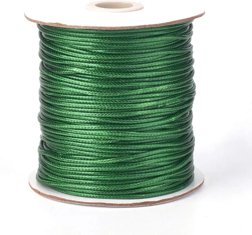 Miniatura 14 de Cordón de poliéster encerado coreano de 100 yardas, hilo de cordón trenzado beige para collar, cuerda de alambre de 0.079 pulgadas con carrete