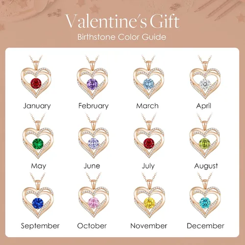 Miniatura 8 de LOUISA SECRET Love Heart Birthstone Necklaces for Women 925 Sterling Silver Rose Gold Pendant Forever Diamond Jewelry Valentine's Day Christmas