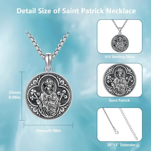 Miniatura 3 de Collar con colgante de San MiguelSan CristóperSan SebastiánGuadalupeÁngel de la GuardaSanta MuerteJudeJoseph para hombres y mujeres, plata de ley