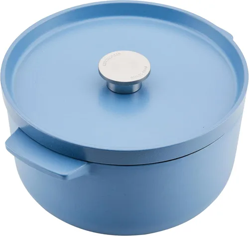 Miniatura 7 de KitchenAid - Horno holandés/cacerola de hierro fundido esmaltado, 6 cuartos de galón, Azul Terciopelo