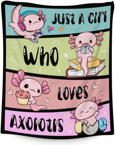Axolotl - Manta para niñas, tamaño de regazo de 30 x 40 pulgadas, suave, mullida, acogedora, para regalo, manta colorida y bonita para sofá, sala de