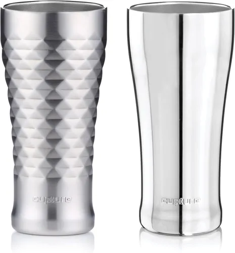 Cupture® Taza de pinta aislada al vacío de doble pared - 16 oz Cromo + acolchado