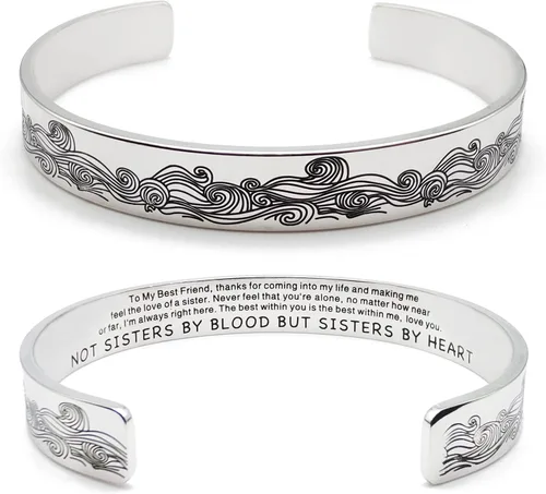 Miniatura 17 de Pulseras inspiradoras para mujer, joyería de acero inoxidable, con refranes, pulsera motivacional con mensaje oculto, pulseras grabadas para mejor