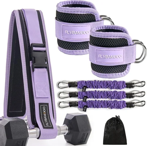 Miniatura 8 de Cinturón de empuje de cadera para pesas y bandas de resistencia de tobillo con puños para entrenar, cinturón de empuje de cadera para mancuernas