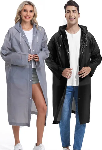 Miniatura 115 de 2 abrigos de lluvia de Borogo para adultos, chaquetas de lluvia reutilizables para hombres y mujeres