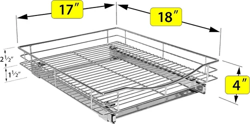 Miniatura 5 de LYNK PROFESSIONAL® Organizador de gabinete extraíble, cajones deslizantes de 17 x 18 pulgadas para gabinetes de cocina - Estantes deslizantes Cromo
