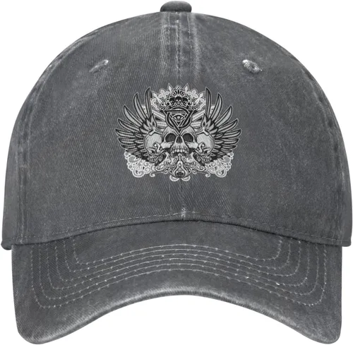 Miniatura 2 de Cowboy Hat Trendy Hats for Man and Women Djustable Four Season Outdoor Baseball Cap of Hell Skull with Angel Deep Heather