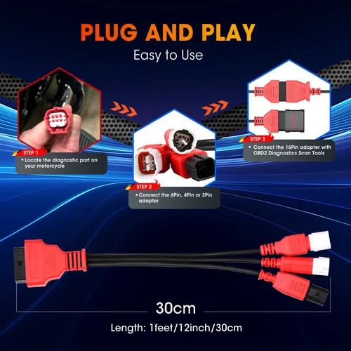 Miniatura 5 de Autel Cable adaptador OBD2 original 3 en 1, adaptador de enchufe de 16 pines a 6/4/3 pines, OBD2 a OBD1 6pin 4pin 3pin adaptador de enchufe