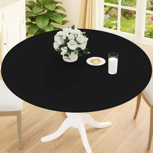 Miniatura 10 de Smiry Mantel redondo de pícnic, fundas de mesa elásticas impermeables para mesas de 18 a 24 pulgadas, manteles de vinilo con parte trasera