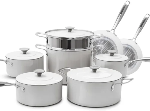 Nuwave Lux - Colección de utensilios de cocina premium de 13 piezas, cerámica azul Duralon G11 de próxima generación, antiadherente, ultra duradero,