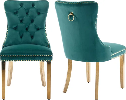 Miniatura 41 de Juego de 2 sillas de comedor modernas de mediados de siglo, sillas de cocina tapizadas de terciopelo beige, sillas de cocina y comedor, patas