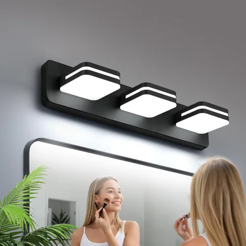 Torondo Lámparas LED de tocador de baño con rotación de 360°, luces acrílicas para baño, modernos accesorios de iluminación de pared sobre espejo de