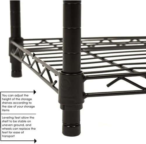 Miniatura 5 de Estantería de almacenamiento de 4 estantes de 14x36x54 pulgadas, unidad de estantería resistente para cocina con estantes de metal, organizador