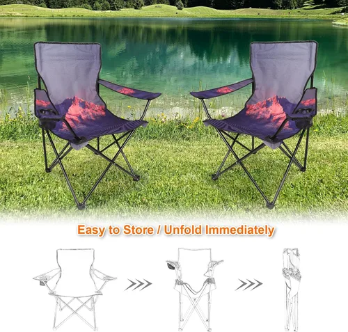 Miniatura 5 de Northroad Paquete de 2 sillas de campamento portátiles, sillas de césped plegables con portavasos para acampar al aire libre, senderismo, viajes