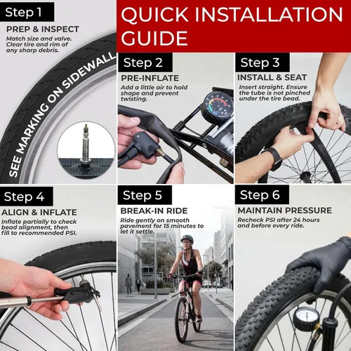 Miniatura 7 de Fincci Pair 27.5 x 1.95-2.125 Inch Bike Inner Tubes 48mm Schrader or Presta Valve Inner Tube for Mountain MTB Road Hybrid Bicycle - Pack of 2