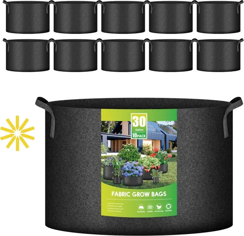 Miniatura 27 de iPower Paquete de 10 bolsas de 3 galones para plantas de tela no tejida gruesa resistente para cultivo de papas, contenedor duradero con aireación