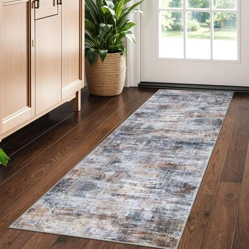 Miniatura 181 de IOHOUZE Alfombra pequeña abstracta de 2 x 3 pies, alfombra de entrada lavable para entrada interior, alfombras con respaldo de goma, alfombra gris