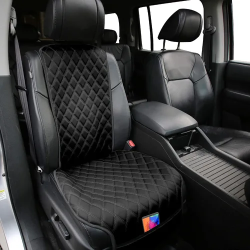 Miniatura 8 de FH Group Cojín de asiento de automóvil – Funda de asiento delantero individual de piel sintética con bolsillos delanteros, compatible con airbag