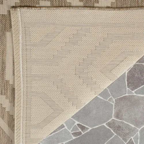 Miniatura 7 de SAFAVIEH Alfombra lavable al aire libre Courtyard Collection - 5'3" x 7'7", marrón y hueso, no desprende pelusa y fácil limpieza, ideal para patio