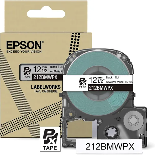 Miniatura 29 de Epson LABELWORKS 212RBBPX Cartucho de Cinta PET (Poliéster) Genuino - Cinta de Etiquetadora de Diseño para Artesanía en Cinta Negra sobre Azul