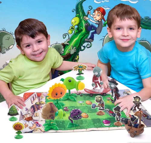 Miniatura 6 de Maikerry Juego de 7 figuras de PVZ con diseño de plantas, gran cumpleaños, Navidad, para niños y niñas, con mapa de campo de batalla