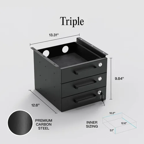 Miniatura 2 de Cajón deslizante para debajo del escritorio, cajones de almacenamiento de metal con cerradura con organización de cables para oficina y hogar