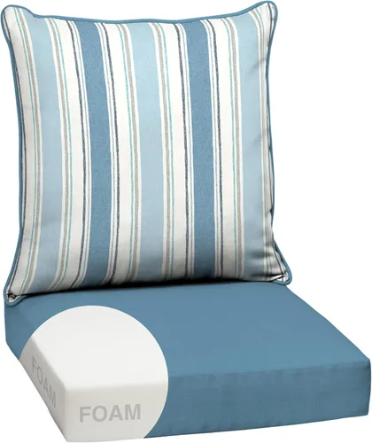 Miniatura 150 de Arden Outdoor Deep Seat Cushion Set, 24 x 24 pulgadas, Cojín para exteriores resistente al clima, a la lluvia y a la decoloración para silla, sofá
