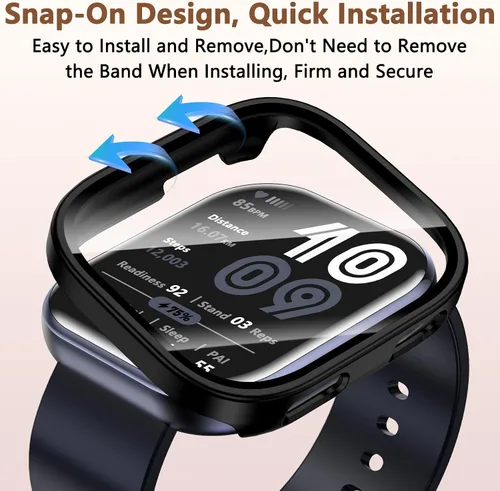 Miniatura 6 de Paquete de 2 fundas compatibles con Amazfit Bip 6, protector de pantalla de vidrio templado con cubierta de policarbonato duro, a prueba de golpes